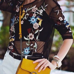 Zara embroidered mesh top